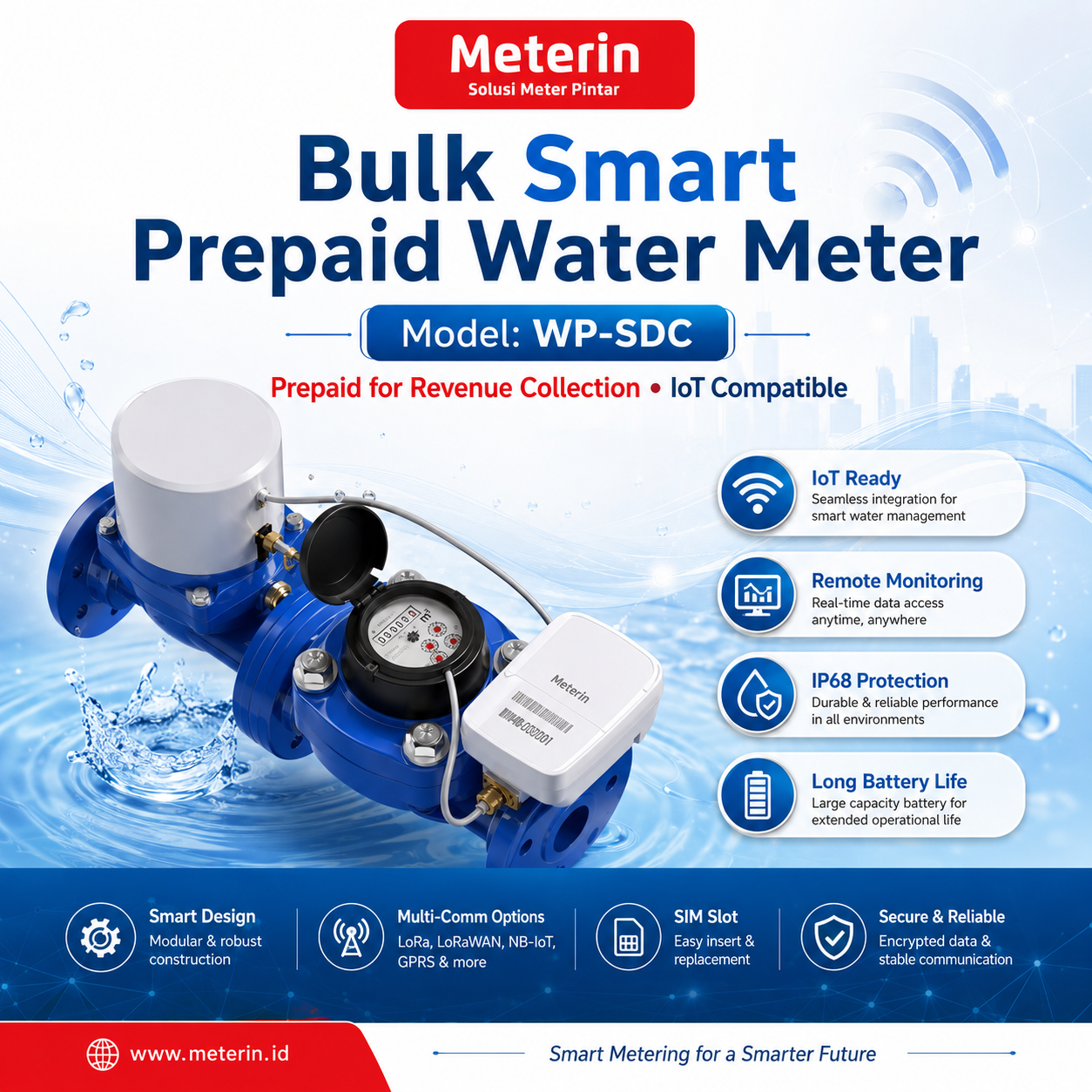 Bulk Smart Prepaid Water Meter WP-SDC(V) - Solusi Meter Pintar